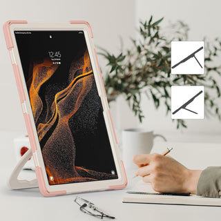 Husa Sigloo pentru tableta Samsung Galaxy Tab S8 Plus, S7 FE, S7 Plus, Rezistenta la Socuri, cu suport rotativ, Roz