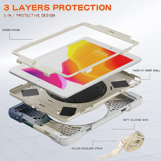 Husa pentru iPad Air 10.9" (Gen. 5/4) si iPad Pro 11" (Gen. 1–4), Carcasa rezistenta 3-in-1, Suport 360°, Curea mana, Verde multicolor