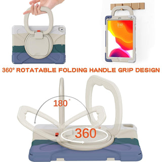 Husa pentru iPad Air 10.9" (Gen. 5/4) si iPad Pro 11" (Gen. 1–4), Carcasa rezistenta 3-in-1, Suport 360°, Curea mana, Verde multicolor