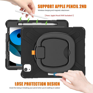 Husa reziztenta pentru iPad Air 10.9" (Gen. 5/4) si iPad Pro 11" (Gen. 1–4), Carcasa rezistenta 3-in-1, Suport 360°, Curea mana, black