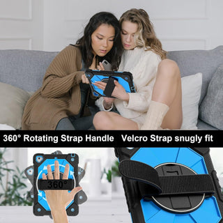 Husa Sigloo 3-in-1 pentru iPad 9.7” / iPad Pro 9.7” (2017/2018) – Protectie Completa, Suport Rotativ, Curea Reglabila, Negru+Albastru