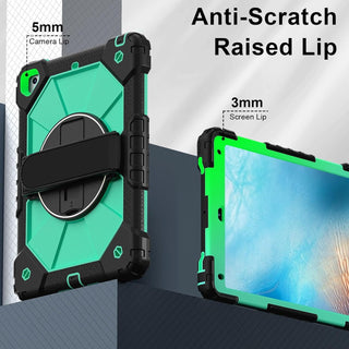 Husa Sigloo 3-in-1 pentru iPad 9.7” / iPad Pro 9.7” (2017/2018) – Protectie Completa, Suport Rotativ, Curea Reglabila, Verde + Negru