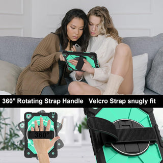 Husa Sigloo 3-in-1 pentru iPad 9.7” / iPad Pro 9.7” (2017/2018) – Protectie Completa, Suport Rotativ, Curea Reglabila, Verde + Negru