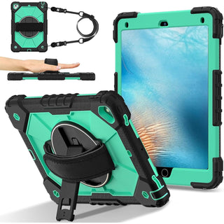 Husa Sigloo 3-in-1 pentru iPad 9.7” / iPad Pro 9.7” (2017/2018) – Protectie Completa, Suport Rotativ, Curea Reglabila, Verde + Negru