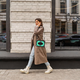 Husa Sigloo 3-in-1 pentru iPad 9.7” / iPad Pro 9.7” (2017/2018) – Protectie Completa, Suport Rotativ, Curea Reglabila, Verde + Negru