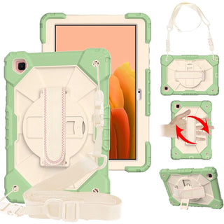 Husa Sigloo pentru Samsung Galaxy Tab A 8.0" 2019 (SM-T290/T295), Carcasa 3 Straturi, Suport 360°, Curea de Umar, Protectie Antisoc, Verde Crem