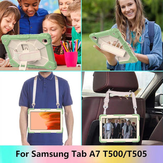 Husa Sigloo pentru Samsung Galaxy Tab A 8.0" 2019 (SM-T290/T295), Carcasa 3 Straturi, Suport 360°, Curea de Umar, Protectie Antisoc, Verde Crem