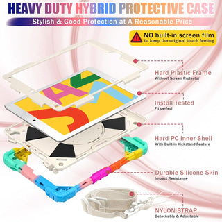 Husa Sigloo pentru iPad 9.7" (iPad 5/6, Pro 9.7, Air 2) – Carcasa 360° cu Suport Rotativ, Curea Umar si Protectie Completa Antisoc, Multicolor