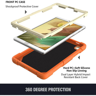 Husa Shockproof Armor pentru Samsung Galaxy Tab A7 Lite(SM-T220/T225), 8.7", Sigloo, stand Fluture, Protectie 360, Orange