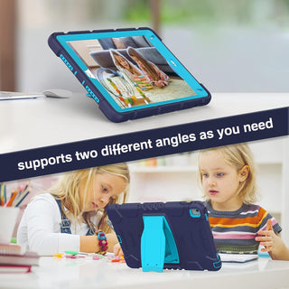 Husa Sigloo pentru iPad 9.7" (iPad 5/6, Air 2, Pro 9.7) – 3 Straturi Protectie, Suport Integrat, Ecran Protejat, Antisoc –Albastru inchis cu Albastru