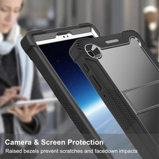 Husa Sigloo pentru Samsung Galaxy Tab A 8.0" 2019 (SM-T290/T295), Carcasa 3 Straturi, Suport kickstand, Protectie Antisoc, Negru