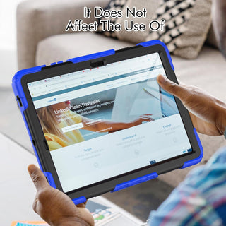 Pachet 360 pentru pentru Samsung Galaxy Tab S8 Plus, S7 FE, S7 Plus, Husa Sigloo Military, Curea de Umar si Folie de Protectie– Albastru
