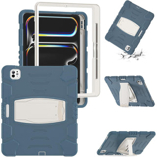 Husa Sigloo pentru iPad Air13 (2024/2025), iPad Pro 12.9'' (2020/2021/2022), Antisoc, Antipraf, cu Stand – Albastru Albastrea