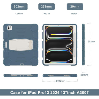 Husa Sigloo pentru iPad Air13 (2024/2025), iPad Pro 12.9'' (2020/2021/2022), Antisoc, Antipraf, cu Stand – Albastru Albastrea