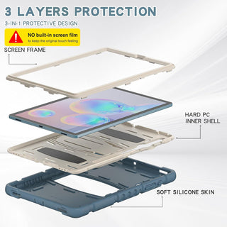 Husa Sigloo pentru tableta Samsung Galaxy Tab S8 Plus, S7 FE, S7 Plus, Rezistenta la Socuri, cu suport Kickstand, Albastru cu Crem