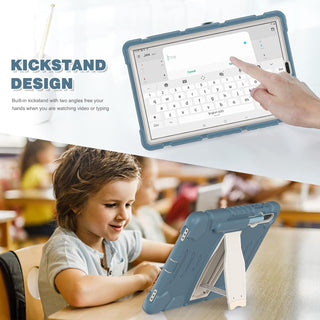 Husa Sigloo pentru tableta Samsung Galaxy Tab S8 Plus, S7 FE, S7 Plus, Rezistenta la Socuri, cu suport Kickstand, Albastru cu Crem