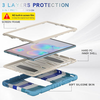 Husa Shockproof Armor pentru Samsung Galaxy Tab S6 (SM-T860/T865/T867), 10.5", Sigloo, stand Built-in, Protectie 360, Albastru Electric