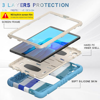 Husa Shockproof Armor pentru Samsung Galaxy Tab A7 Lite(SM-T220/T225), 8.7", Sigloo, stand Built-in, Protectie 360, Albastru multicolor