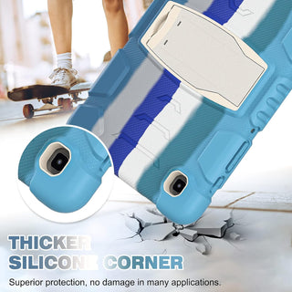 Husa Shockproof Armor pentru Samsung Galaxy Tab A7 Lite(SM-T220/T225), 8.7", Sigloo, stand Built-in, Protectie 360, Albastru multicolor