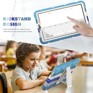 Husa Shockproof Armor pentru Samsung Galaxy Tab A7 Lite(SM-T220/T225), 8.7", Sigloo, stand Built-in, Protectie 360, Albastru multicolor