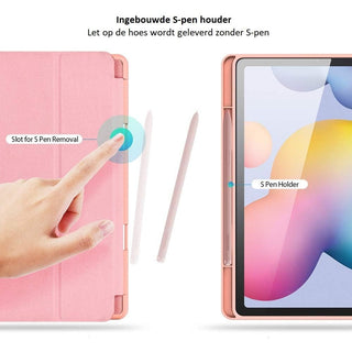 Husa premium pentru Samsung Galaxy Tab S6 Lite (P610/P 613/P615/P619) 2024, 10.4", Sigloo, suport Smart Pen, Roz sters