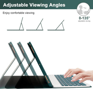 Husa cu tastatura si mouse pentru tableta Samsung Galaxy Tab S10 FE+, 13.1", Sigloo, Verde, Bluetooth, Magnetic, Protectie completa si stand ajustabil