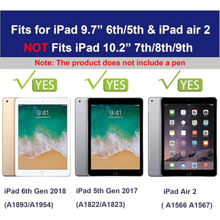 Husa Sigloo pentru iPad 9.7" (iPad 5/6, Air 2, Pro 9.7) – 3 Straturi Protectie, Suport rotativ, Curea de Umar, Antisoc – Albastru deschis cu Verde