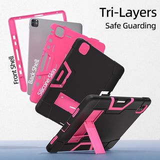 Husa Sigloo pentru iPad Air 13" (2025/2024 M3/M2) si iPad Pro 12.9" – cu Suport Kickstand, Design Robust, Negru + Roz