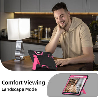 Husa Sigloo pentru iPad Air 13" (2025/2024 M3/M2) si iPad Pro 12.9" – cu Suport Kickstand, Design Robust, Negru + Roz