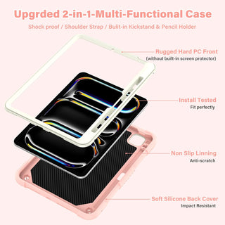 Husa premium Sigloo pentru Apple iPad Air 11, Air 5, Air 4, (11/10.9 Inch) – Protectie Completa, Suport Creion, Stand Fluture, Curea, Roz