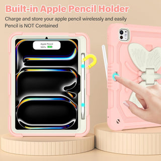 Husa premium Sigloo pentru Apple iPad Air 11, Air 5, Air 4, (11/10.9 Inch) – Protectie Completa, Suport Creion, Stand Fluture, Curea, Roz