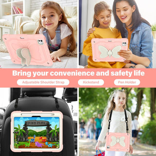 Husa premium Sigloo pentru Apple iPad Air 11, Air 5, Air 4, (11/10.9 Inch) – Protectie Completa, Suport Creion, Stand Fluture, Curea, Roz