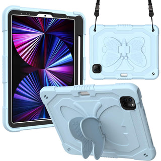 Husa premium Sigloo pentru Apple iPad Air 11, Air 5, Air 4, (11/10.9 Inch) – Protectie Completa, Suport Creion, Stand Fluture, Curea, Bleu