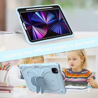 Husa premium Sigloo pentru Apple iPad Air 11, Air 5, Air 4, (11/10.9 Inch) – Protectie Completa, Suport Creion, Stand Fluture, Curea, Bleu