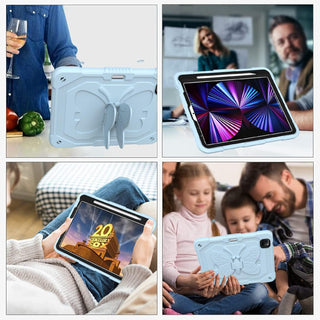 Husa premium Sigloo pentru Apple iPad Air 11, Air 5, Air 4, (11/10.9 Inch) – Protectie Completa, Suport Creion, Stand Fluture, Curea, Bleu