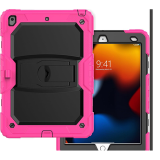 Husa Sigloo pentru iPad 9.7" (iPad 5/6, Air 2, Pro 9.7) – 3 Straturi Protectie, Suport Integrat, Ecran Protejat, Antisoc pentru Copii – Roz cu Negru