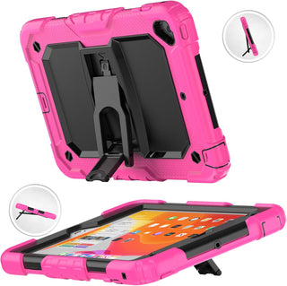 Husa Sigloo pentru iPad 9.7" (iPad 5/6, Air 2, Pro 9.7) – 3 Straturi Protectie, Suport Integrat, Ecran Protejat, Antisoc pentru Copii – Roz cu Negru