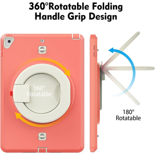 Pachet 360 pentru iPad 9.7" (iPad Air 2, iPad 5/6, iPad Pro 9.7) – Husa Sigloo cu folie inclusa, curea de umar si suport rotativ, Roz cu Crem