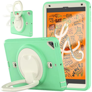 Pachet 360 Sigloo pentru iPad Mini 4/5 (2015/2019), 7.9" – Husa Shockproof Armor cu folie inclusa, curea de umar si suport rotativ, Verde