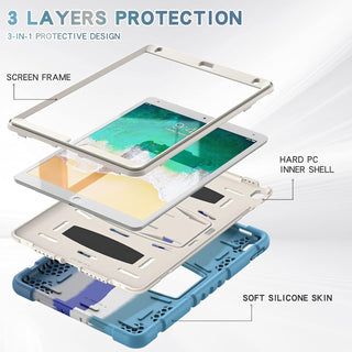 Husa Sigloo pentru Apple iPad 9th/8th/7th Gen (2021/2020/2019), 10.2'', Protectie Completa, Stand Buit In, Anti-Soc, Bleu Degrade