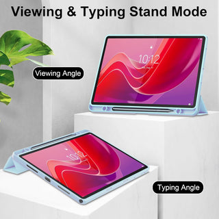Husa premium pentru Lenovo Tab M11 2024 (TB-330FU/TB-330XU/TB-331FC), 11", Sigloo, interior de piele sintetica, suport Smart Pen, spatele din policarbonat transparent, rezistent la socuri, Blue