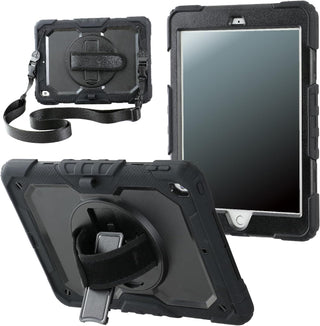 Pachet complet 360° Sigloo: Husă Shockproof Armor + Folie integrată pentru iPad 9/8/7 (2021/2020/2019) 10.2 inch, cu stand rotativ și curea umar