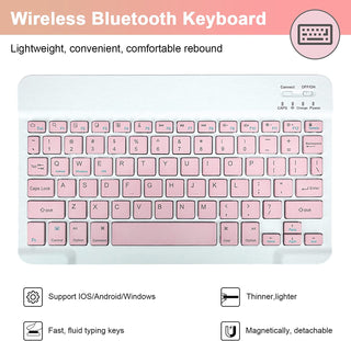 Husa cu tastatura si mouse Wireless, Bluetooth, Sigloo, pentru tableta Lenovo Tab One 2025 (TB305FU), 8.7", Roz