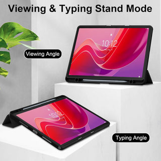 Husa premium pentru Lenovo Tab M11 2024 (TB-330FU/TB-330XU/TB-331FC), 11", Sigloo, interior de piele sintetica, suport Smart Pen, spatele din policarbonat transparent, rezistent la socuri, Black