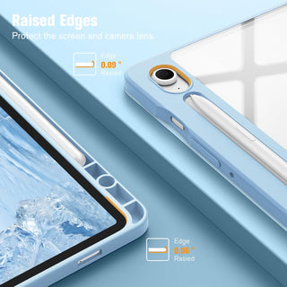 Husa premium pentru Samsung Galaxy Tab S10/S10Fe/S9/S9Fe, 11", Sigloo, interior de piele sintetica, suport Smart Pen, spatele din policarbonat transparent, rezistent la socuri, Blue