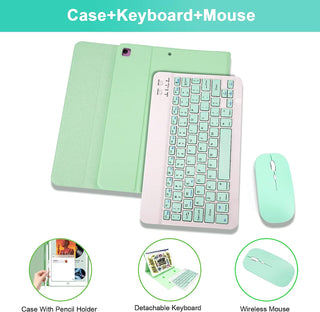 Husa cu tastatura si mouse pentru Lenovo Tab M10 3rd Gen 10.1 inch TB-328FU, Sigloo, Green, Bluetooth, Wireless, Magnetic, stand ajustabil