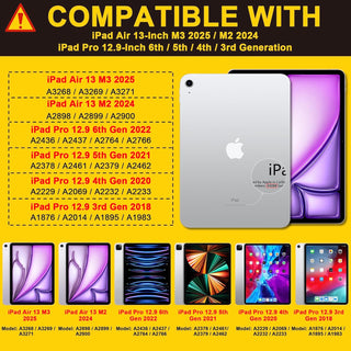 Husa Sigloo pentru iPad Air 13" (2025/2024 M3/M2) si iPad Pro 12.9" – Suport Rotativ, Suport Pencil, – Albastru inchis