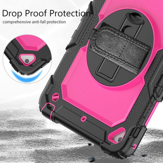 Pachet 360 pentru iPad 9.7" (iPad Air 2, iPad 5/6, iPad Pro 9.7) – Husa Sigloo cu folie inclusa, curea de umar si suport rotativ, Roz / Negru