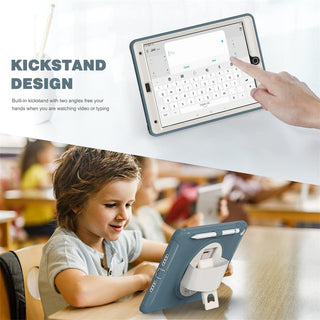 Husa Sigloo, pentru tableta Apple Ipad gen 9/8/7, 10.2 inch, Hybrid 3in1, 360 °protectie, suport smartpen, Stand rotativ, Corner Shockproof, Pine Green