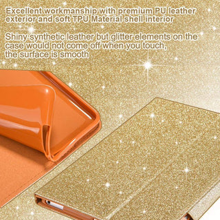 Husa Office Sigloo din piele sintetica, pentru tableta Ipad mini 7/ 6, 8.3'', Smart Cover, suport de smartpen, si portcarduri in interior, Auriu